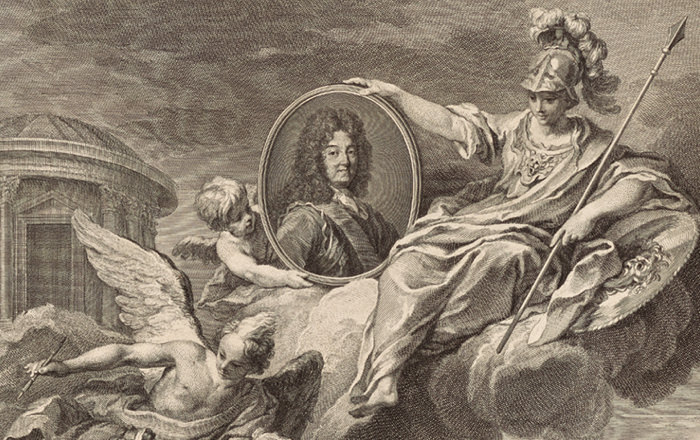 Thomassin d'après de Boullogne, Louis XIV protégeant les arts